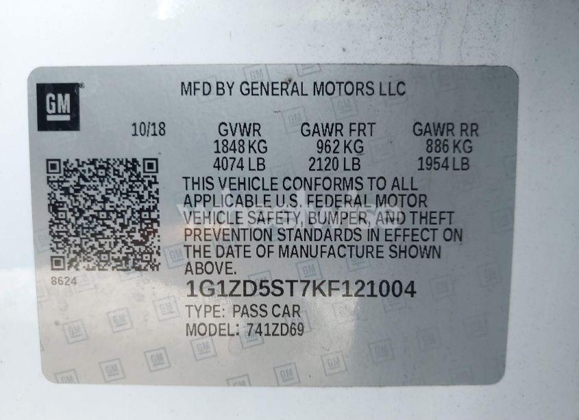 Photo 9 of 2019 Chevrolet Malibu LT (VIN 1G1ZD5ST7KF121004)