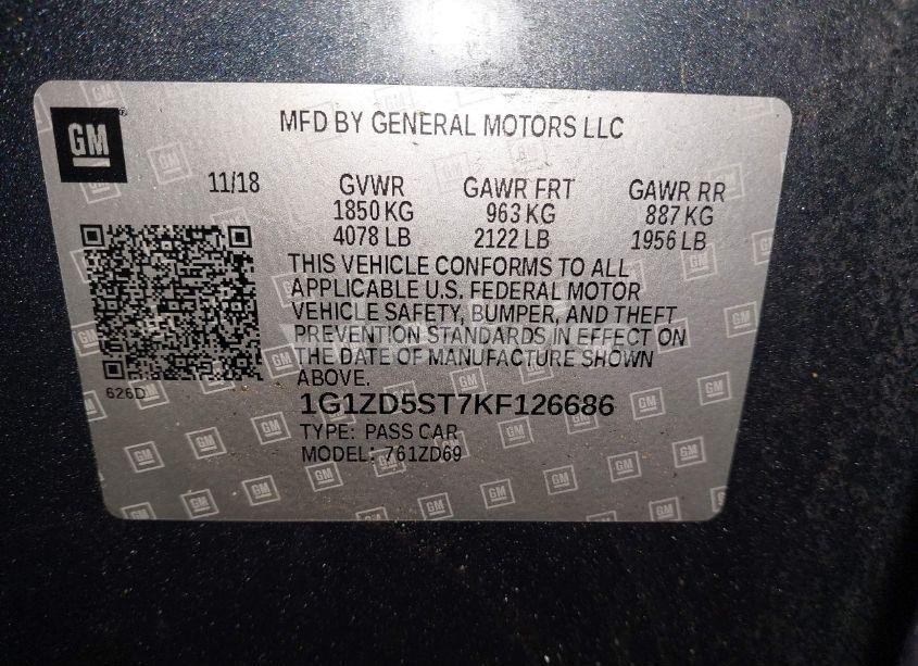 Photo 9 of 2019 Chevrolet Malibu LT (VIN 1G1ZD5ST7KF126686)