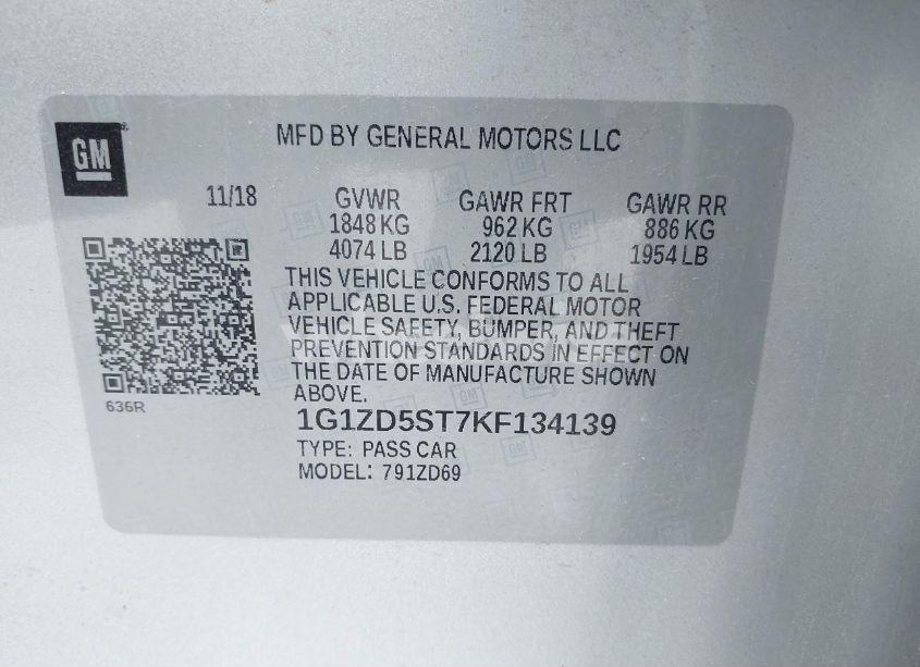 Photo 9 of 2019 Chevrolet Malibu LT (VIN 1G1ZD5ST7KF134139)