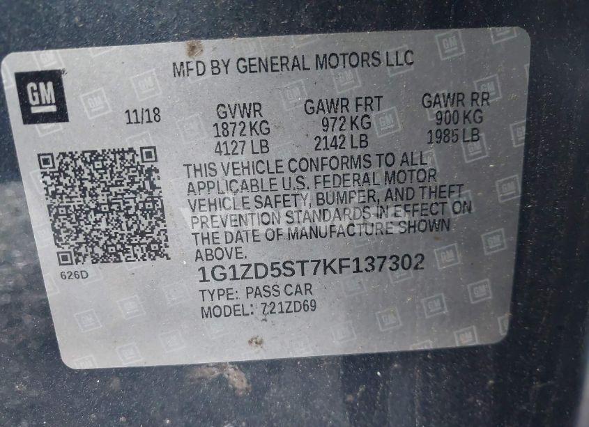 Photo 9 of 2019 Chevrolet Malibu LT (VIN 1G1ZD5ST7KF137302)