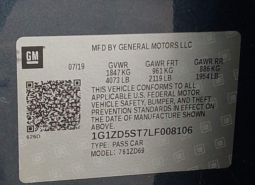 Photo 9 of 2020 Chevrolet Malibu FWD LT (VIN 1G1ZD5ST7LF008106)