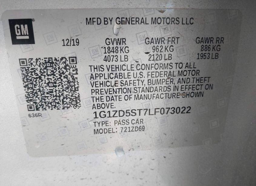 Photo 9 of 2020 Chevrolet Malibu FWD LT (VIN 1G1ZD5ST7LF073022)