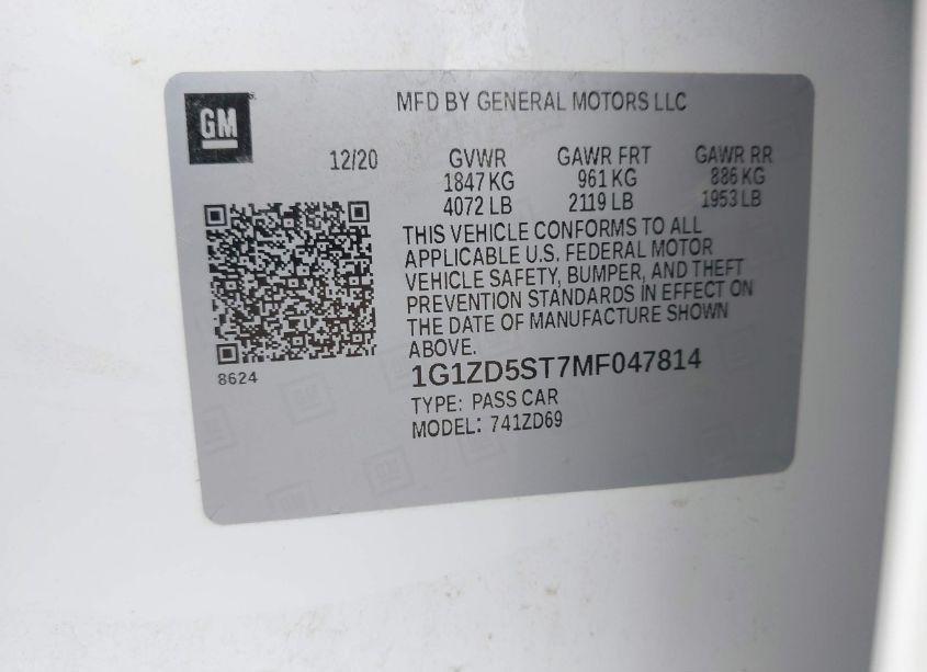 Photo 9 of 2021 Chevrolet Malibu FWD LT (VIN 1G1ZD5ST7MF047814)