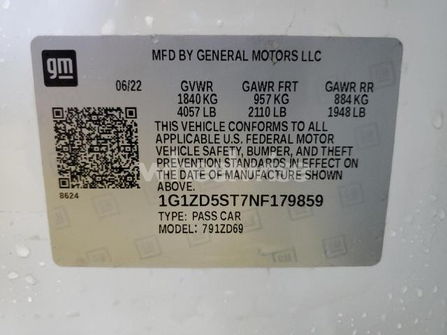 Photo 8 of 2022 CHEVROLET MALIBU LT (VIN 1G1ZD5ST7NF179859)