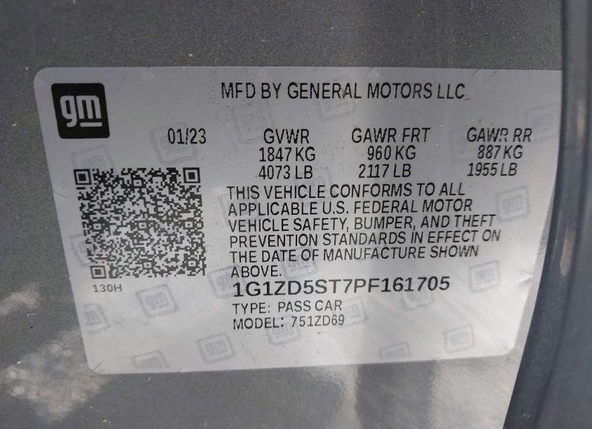 Photo 9 of 2023 Chevrolet Malibu FWD 1LT (VIN 1G1ZD5ST7PF161705)