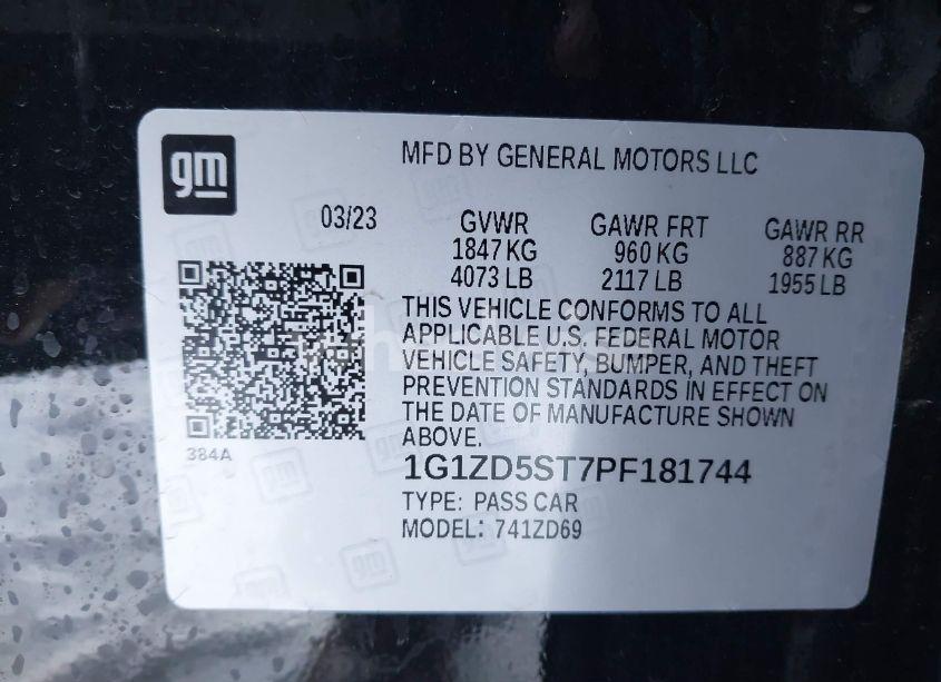 Photo 9 of 2023 Chevrolet Malibu FWD 1LT (VIN 1G1ZD5ST7PF181744)