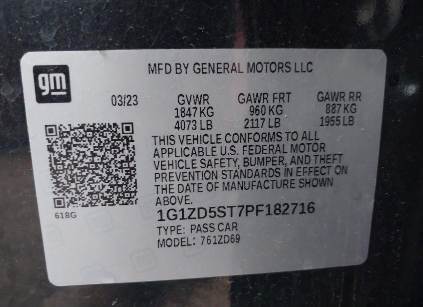 Photo 9 of 2023 Chevrolet Malibu FWD 1LT (VIN 1G1ZD5ST7PF182716)