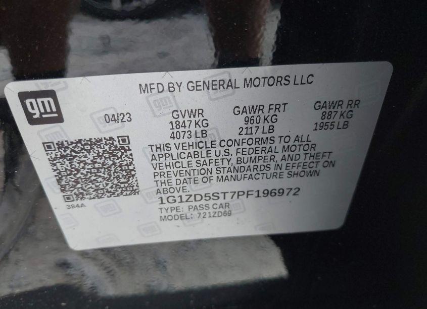 Photo 9 of 2023 Chevrolet Malibu FWD 1LT (VIN 1G1ZD5ST7PF196972)