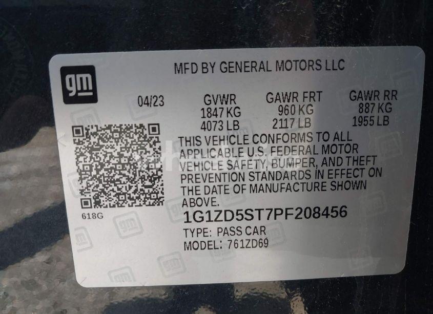 Photo 9 of 2023 Chevrolet Malibu FWD 1LT (VIN 1G1ZD5ST7PF208456)