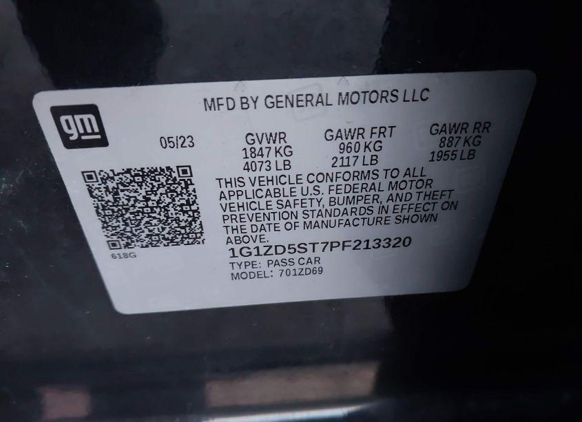 Photo 9 of 2023 Chevrolet Malibu FWD 1LT (VIN 1G1ZD5ST7PF213320)