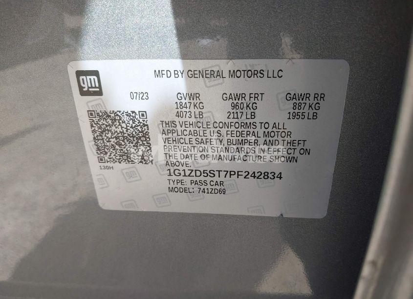Photo 9 of 2023 Chevrolet Malibu FWD 1LT (VIN 1G1ZD5ST7PF242834)