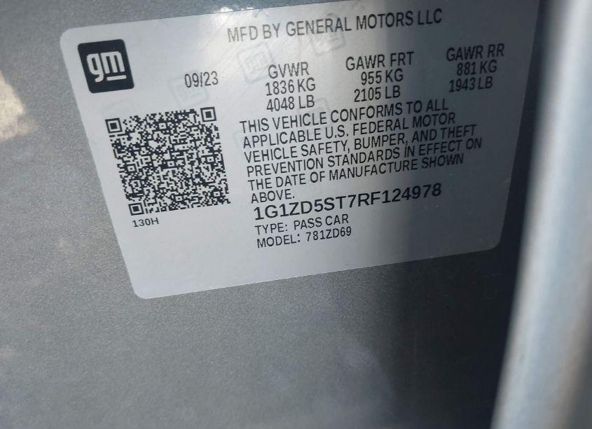 Photo 9 of 2024 Chevrolet Malibu FWD 1LT (VIN 1G1ZD5ST7RF124978)