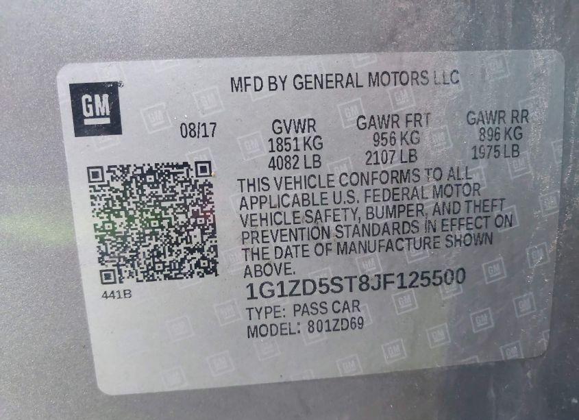 Photo 9 of 2018 Chevrolet Malibu LT (VIN 1G1ZD5ST8JF125500)