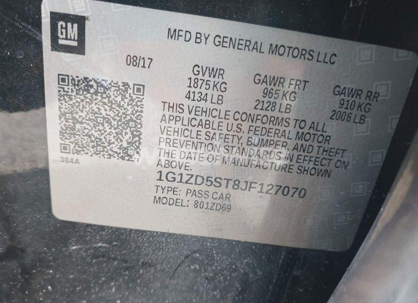 Photo 9 of 2018 Chevrolet Malibu LT (VIN 1G1ZD5ST8JF127070)