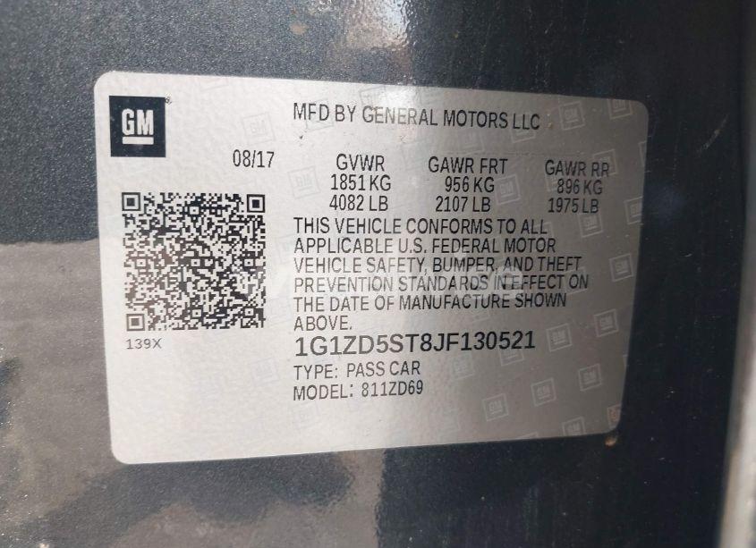 Photo 9 of 2018 Chevrolet Malibu LT (VIN 1G1ZD5ST8JF130521)