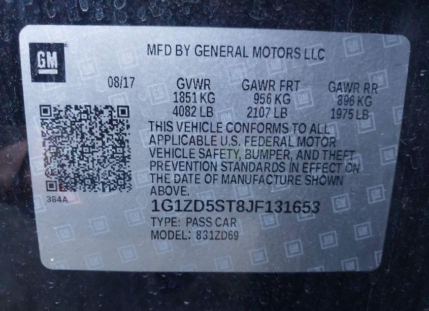 Photo 9 of 2018 Chevrolet Malibu LT (VIN 1G1ZD5ST8JF131653)