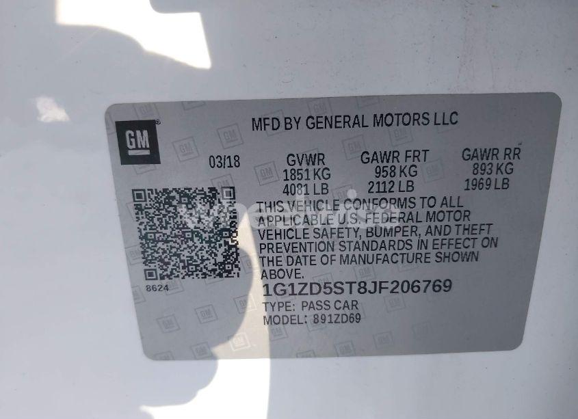 Photo 9 of 2018 Chevrolet Malibu LT (VIN 1G1ZD5ST8JF206769)