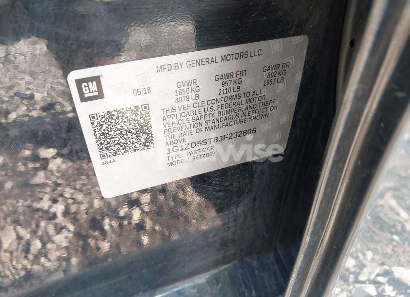 Photo 9 of 2018 Chevrolet Malibu LT (VIN 1G1ZD5ST8JF232806)