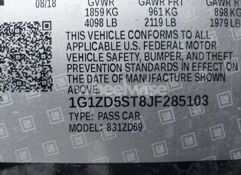 Photo 9 of 2018 Chevrolet Malibu LT (VIN 1G1ZD5ST8JF285103)