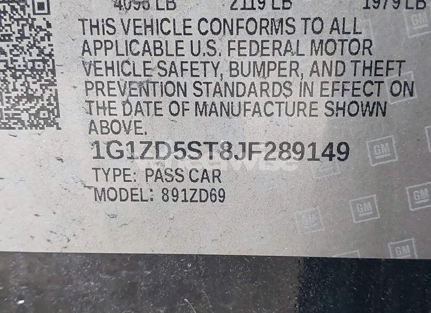 Photo 9 of 2018 Chevrolet Malibu LT (VIN 1G1ZD5ST8JF289149)