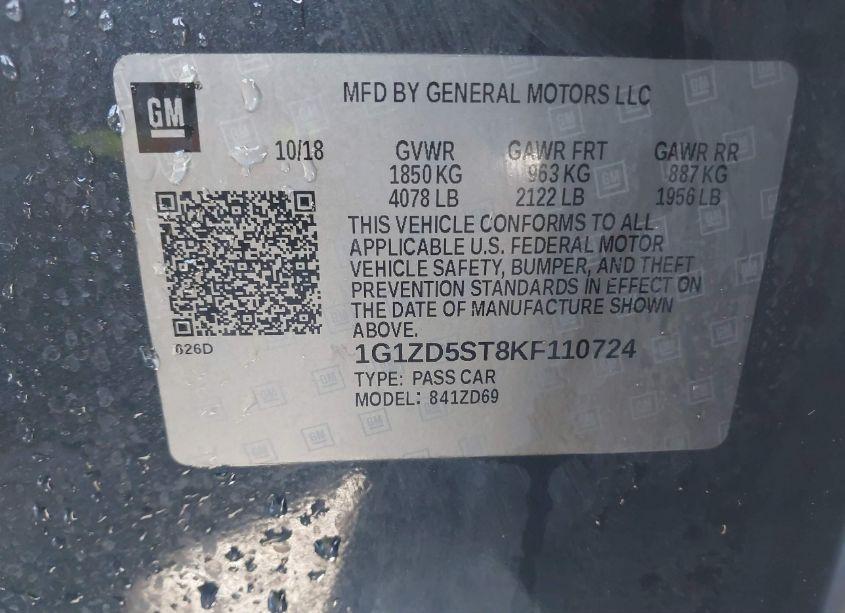 Photo 9 of 2019 Chevrolet Malibu LT (VIN 1G1ZD5ST8KF110724)
