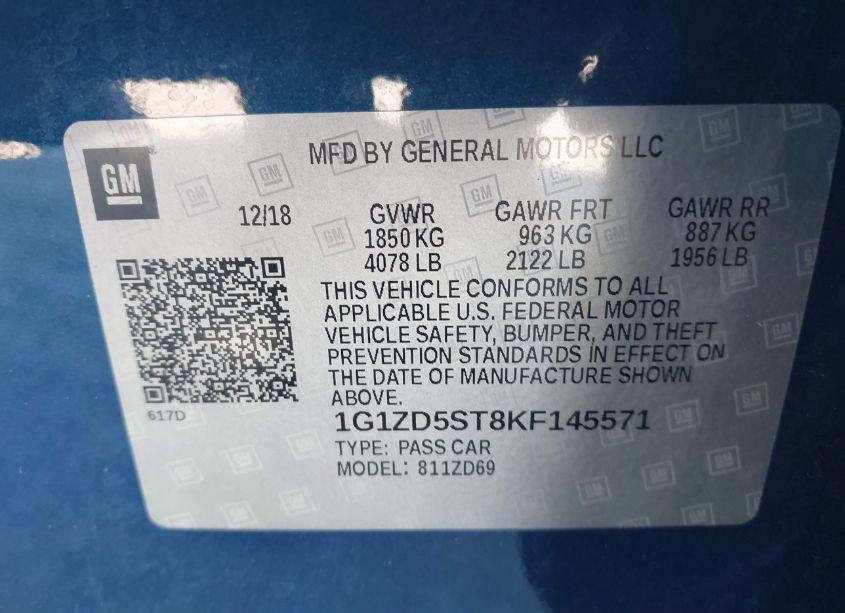 Photo 9 of 2019 Chevrolet Malibu LT (VIN 1G1ZD5ST8KF145571)