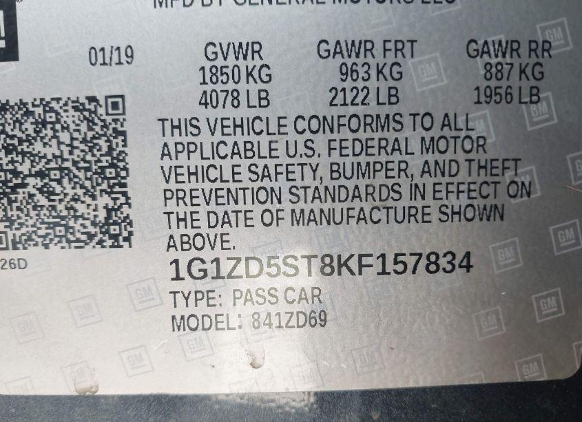 Photo 9 of 2019 Chevrolet Malibu LT (VIN 1G1ZD5ST8KF157834)