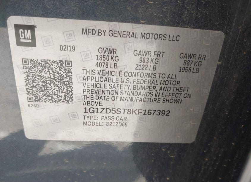 Photo 9 of 2019 Chevrolet Malibu LT (VIN 1G1ZD5ST8KF167392)