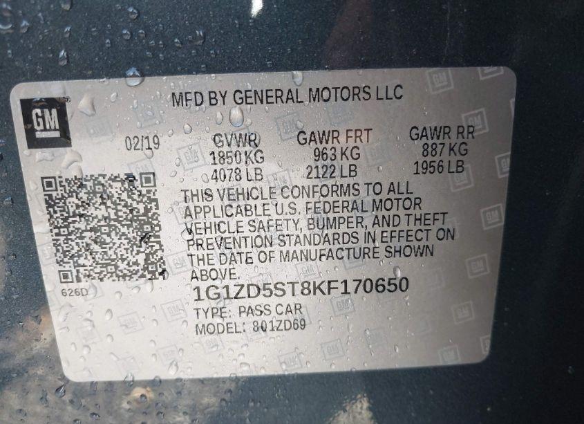 Photo 9 of 2019 Chevrolet Malibu LT (VIN 1G1ZD5ST8KF170650)
