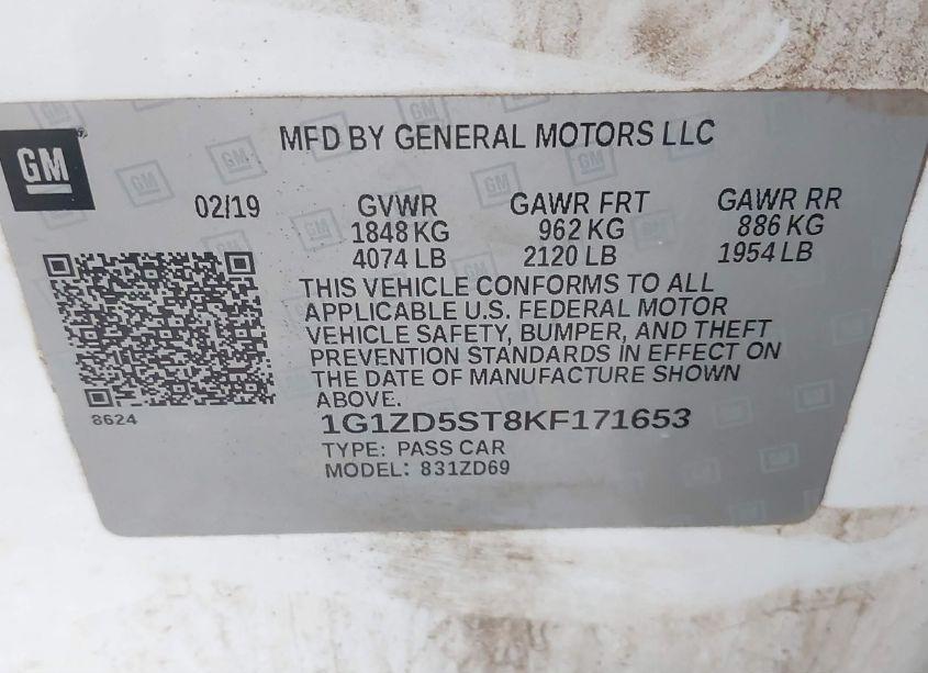 Photo 9 of 2019 Chevrolet Malibu LT (VIN 1G1ZD5ST8KF171653)
