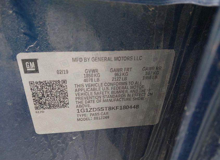 Photo 9 of 2019 Chevrolet Malibu LT (VIN 1G1ZD5ST8KF180448)