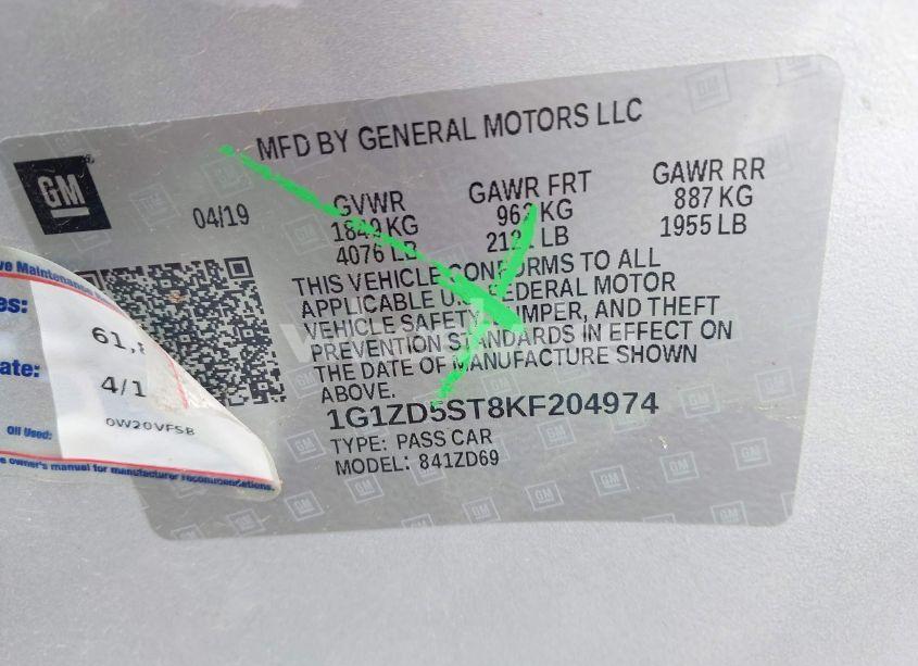 Photo 9 of 2019 Chevrolet Malibu LT (VIN 1G1ZD5ST8KF204974)