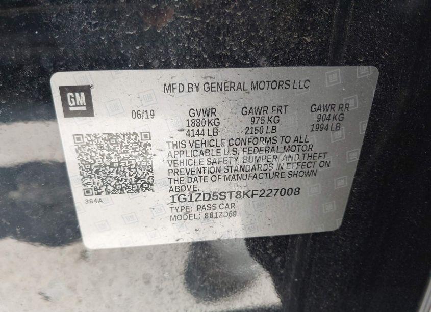 Photo 9 of 2019 Chevrolet Malibu LT (VIN 1G1ZD5ST8KF227008)