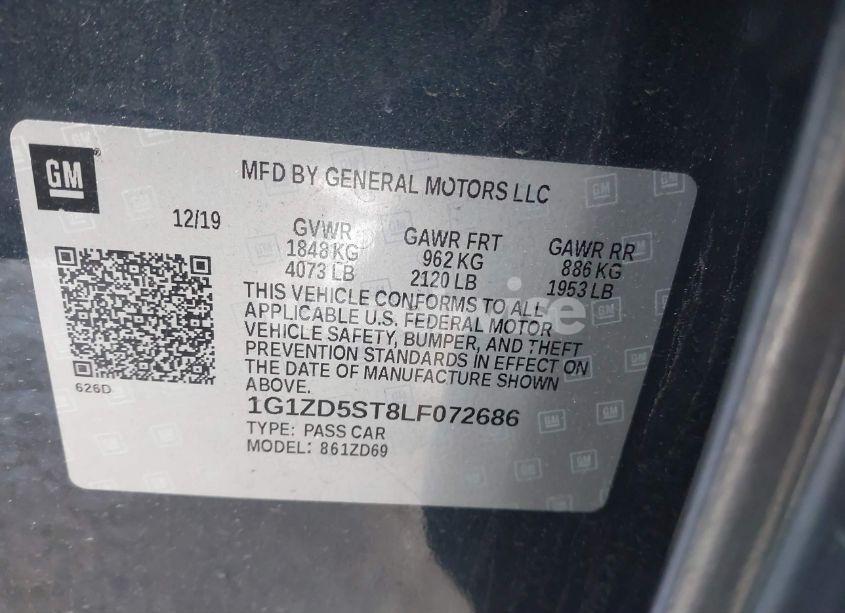 Photo 9 of 2020 Chevrolet Malibu FWD LT (VIN 1G1ZD5ST8LF072686)