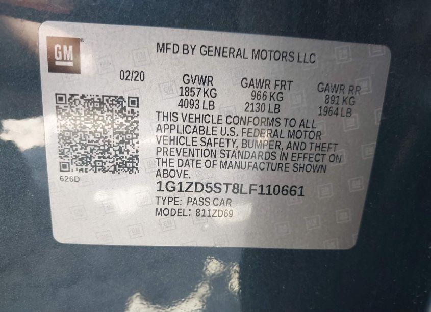 Photo 9 of 2020 Chevrolet Malibu FWD LT (VIN 1G1ZD5ST8LF110661)