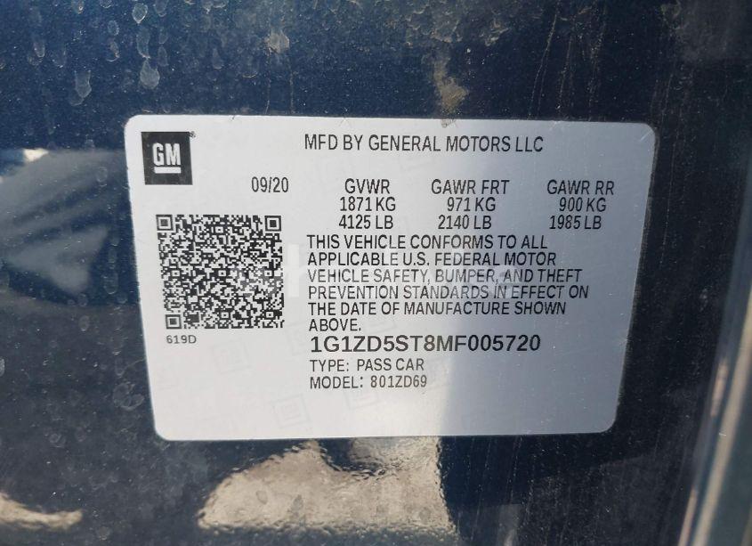 Photo 9 of 2021 Chevrolet Malibu FWD LT (VIN 1G1ZD5ST8MF005720)