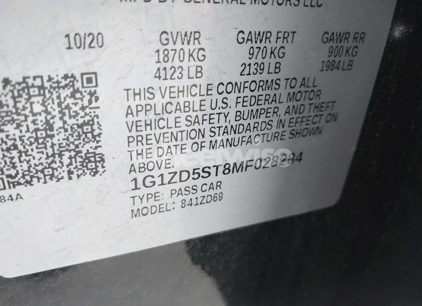 Photo 9 of 2021 Chevrolet Malibu FWD LT (VIN 1G1ZD5ST8MF028284)