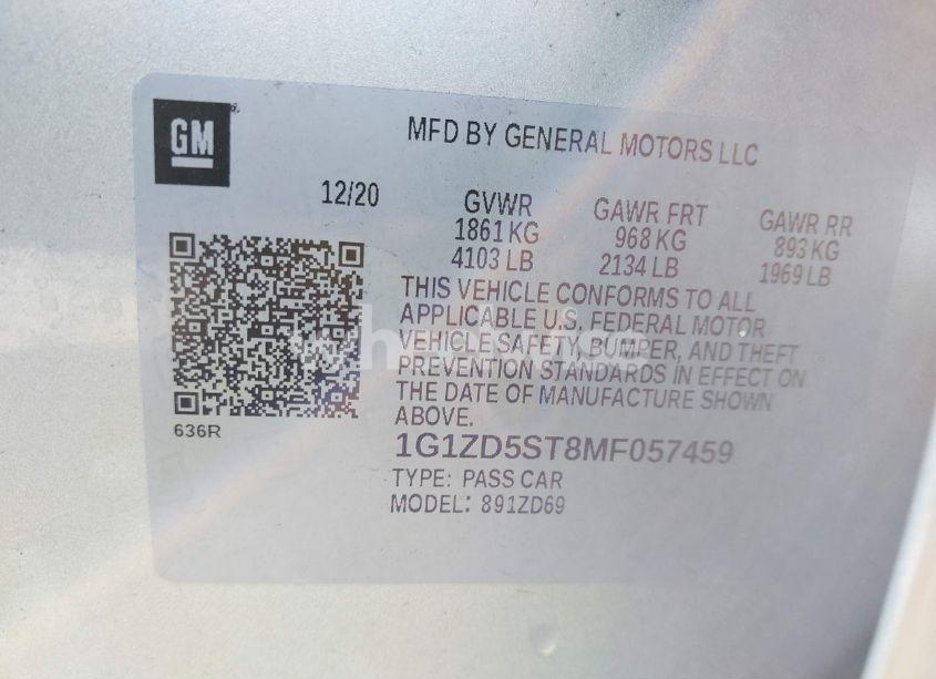 Photo 9 of 2021 Chevrolet Malibu FWD LT (VIN 1G1ZD5ST8MF057459)