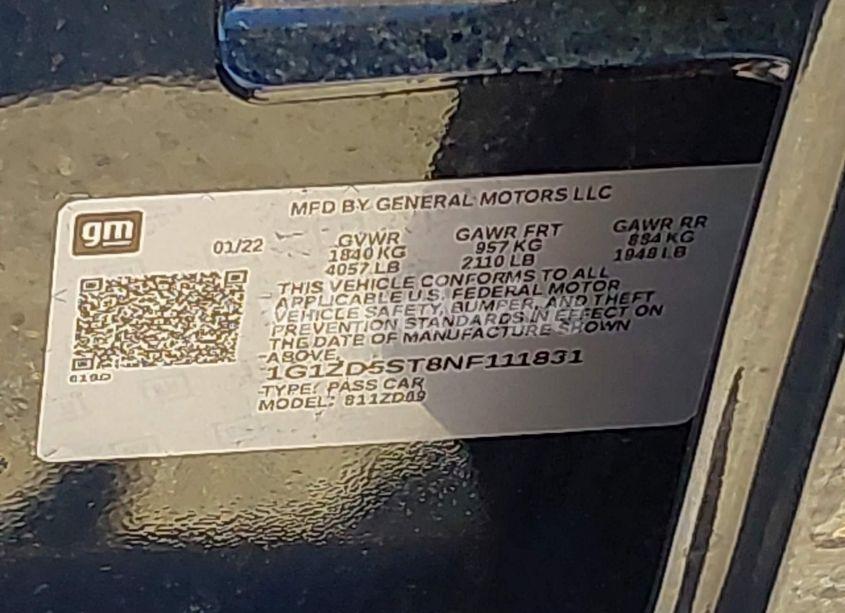 Photo 9 of 2022 Chevrolet Malibu FWD LT (VIN 1G1ZD5ST8NF111831)