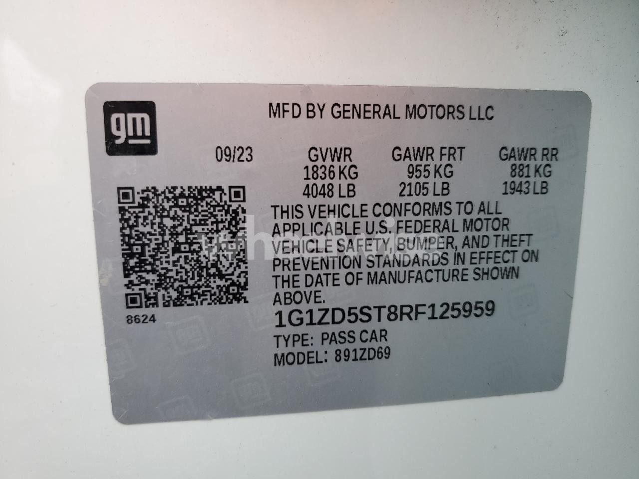 Photo 12 of 2024 CHEVROLET MALIBU LT (VIN 1G1ZD5ST8RF125959)