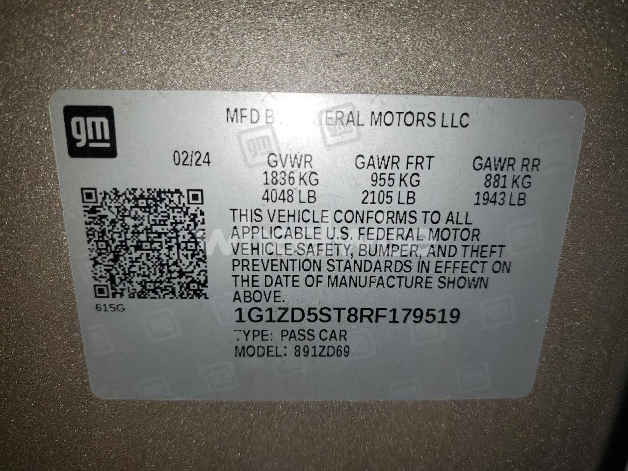 Photo 12 of 2024 CHEVROLET MALIBU LT (VIN 1G1ZD5ST8RF179519)