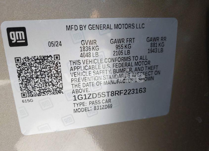 Photo 9 of 2024 Chevrolet Malibu FWD 1LT (VIN 1G1ZD5ST8RF223163)