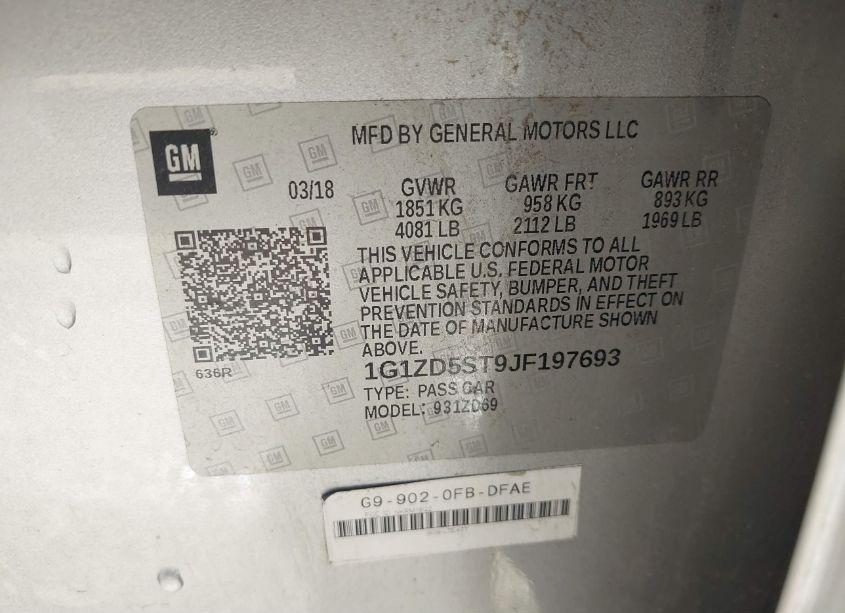 Photo 9 of 2018 Chevrolet Malibu LT (VIN 1G1ZD5ST9JF197693)