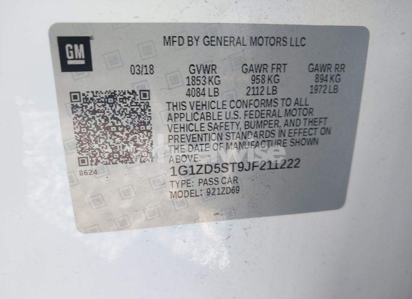 Photo 9 of 2018 Chevrolet Malibu LT (VIN 1G1ZD5ST9JF211222)