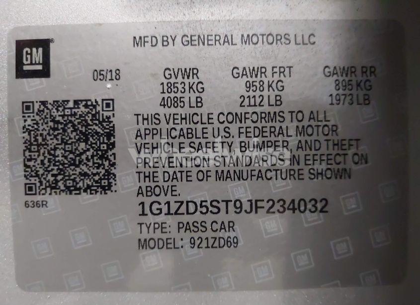 Photo 9 of 2018 Chevrolet Malibu LT (VIN 1G1ZD5ST9JF234032)