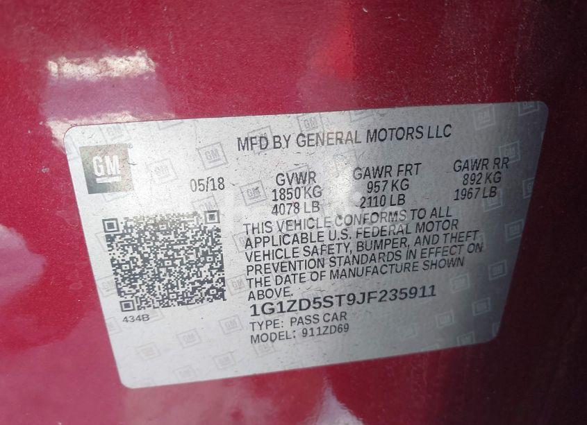 Photo 9 of 2018 Chevrolet Malibu LT (VIN 1G1ZD5ST9JF235911)