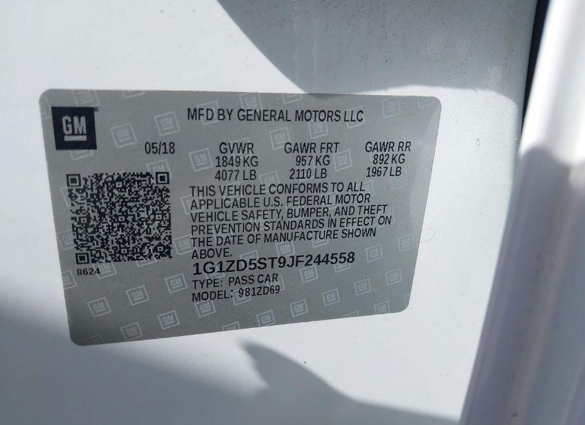 Photo 9 of 2018 Chevrolet Malibu LT (VIN 1G1ZD5ST9JF244558)