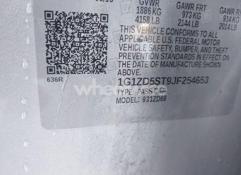 Photo 9 of 2018 Chevrolet Malibu LT (VIN 1G1ZD5ST9JF254653)