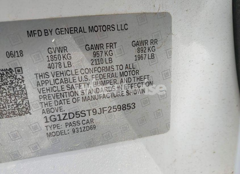 Photo 9 of 2018 Chevrolet Malibu LT (VIN 1G1ZD5ST9JF259853)