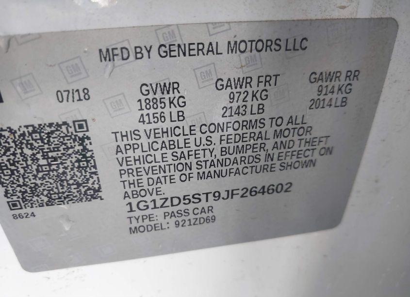 Photo 9 of 2018 Chevrolet Malibu LT (VIN 1G1ZD5ST9JF264602)